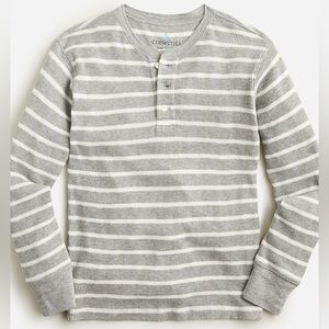 NWT Crewcuts Gray and White Stripe Waffle Knit Henley